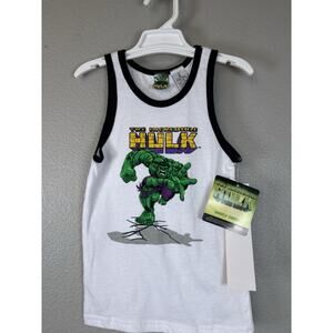 Boys Incredible Hulk Tank Top Size 8 Marvel‎ 100% Cotton New NOS White 2003